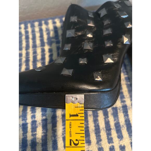 Colin Stuart Black Leather Studded Platform Heels - Picture 9 of 10